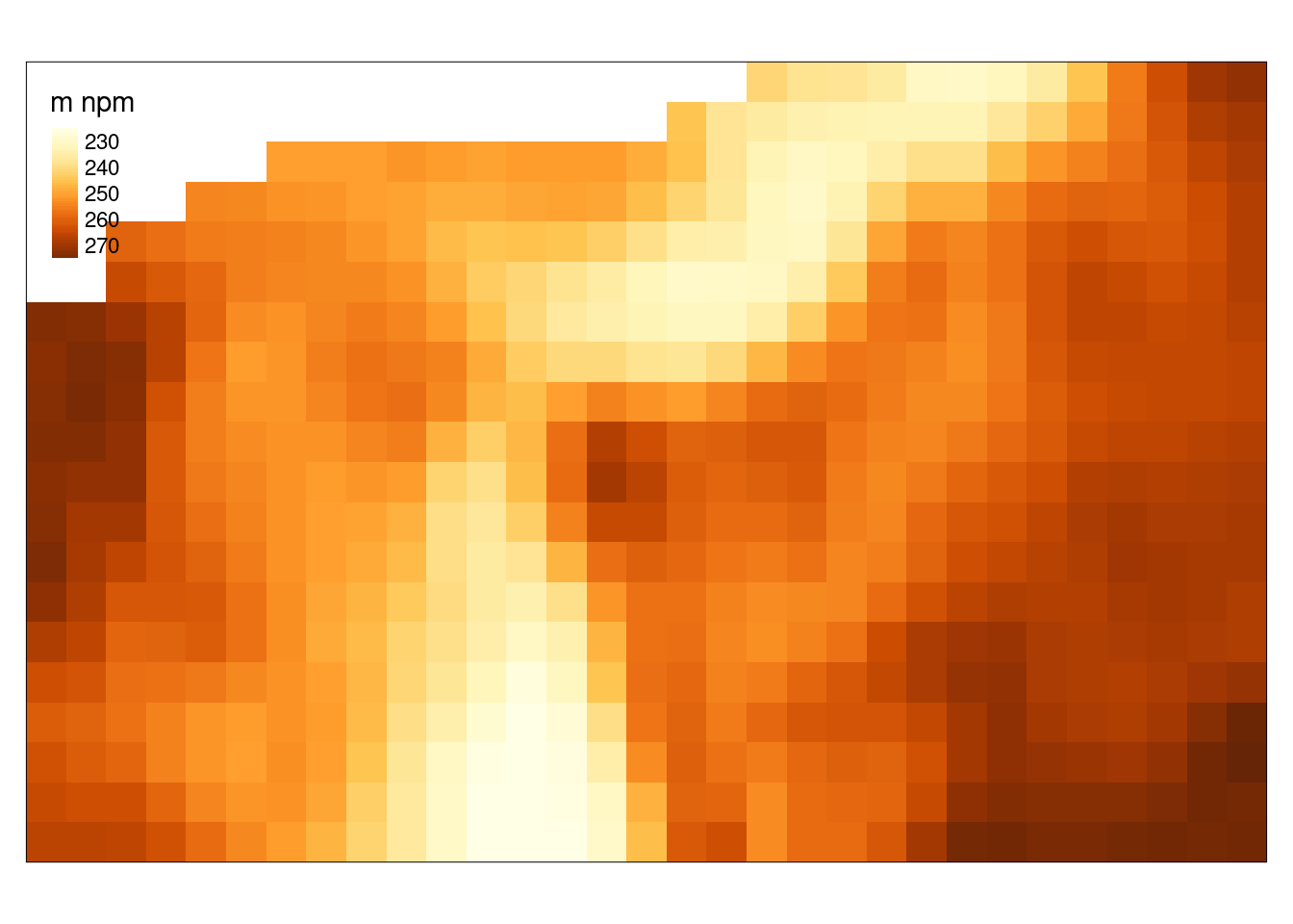 Użycie pakietu tmap do wyświetlenia wybranej zmiennej obiektu klasy stars dla wybranego zasięgu przestrzennego.