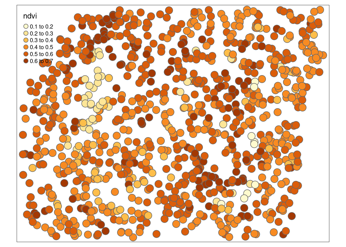 Mapa wartości zmiennej ndvi.