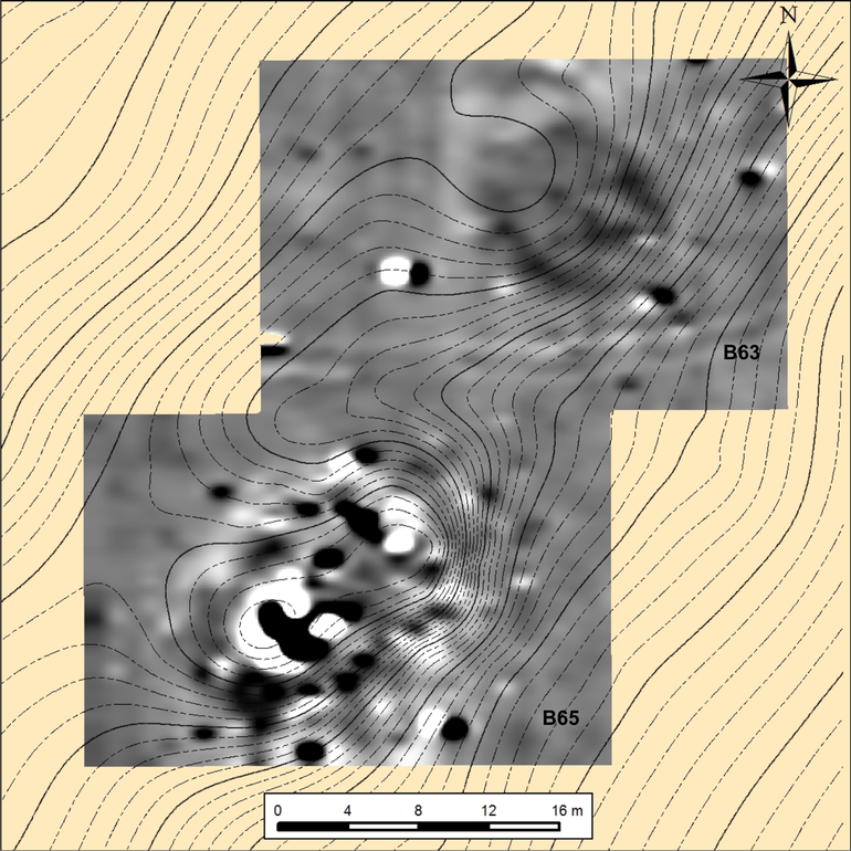 Komarów. Usytuowanie obszaru badań geomagnetycznych w 2014 r.