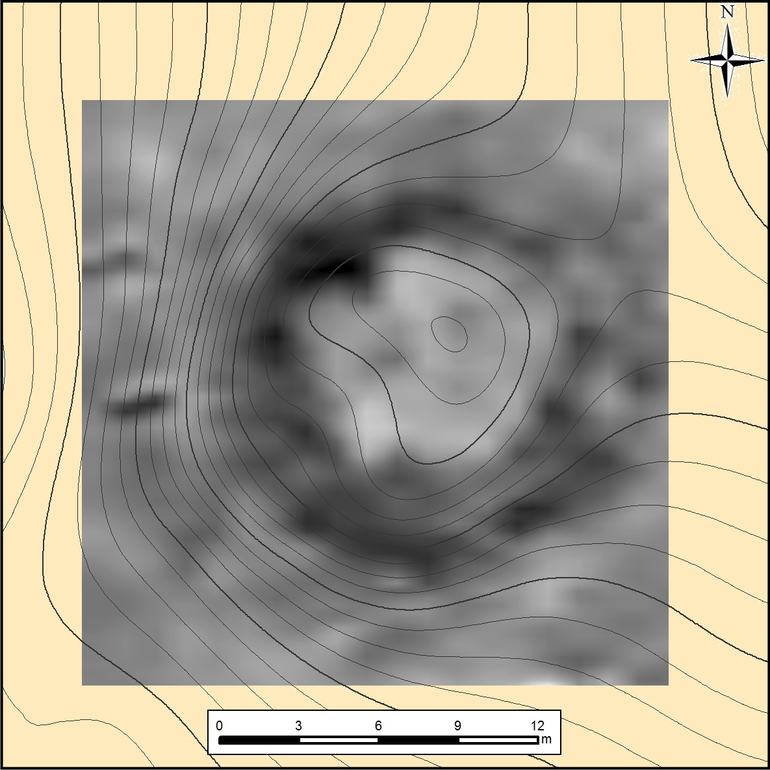 Komarów. Usytuowanie obszaru badań geomagnetycznych w 2015 r. (kurhan 72)