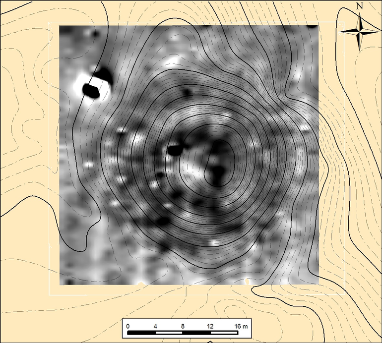 Sarniki. Usytuowanie obszaru badań geomagnetycznych (kurhan 129)